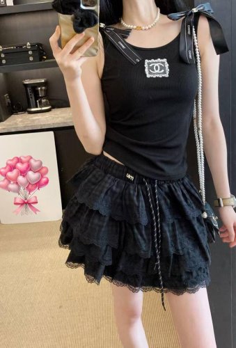 针织背心拿货 小香家25春夏新款网纱Logo蝴蝶结针织背心 颜色:3色 码数:Sml