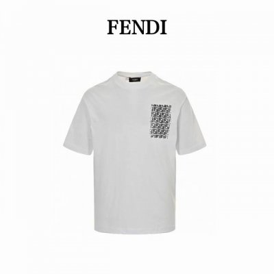 fendi 芬迪 24Ss 胸口方块Ff印花短袖 甄选长绒棉纱 260G精纺高支重磅定织定染面料 裁前高温洗水定型 成品再洗柔 穿着感受亲肤棉柔 垂感自然 专柜