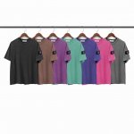 70款号Fz036 Stoneisland石头岛水洗做旧复古夏季新款臂袖工装十字徽标短袖T恤 重工水洗做旧效果工艺 区别市场通货. 紫色袖章 260G纯棉双纱面