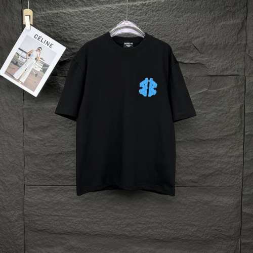 巴黎世家2025新硅胶立体字母Logo情侣款短袖T恤 高版本高版本 原版面料 数码直喷印花工艺 网红明星同款 高版本 高 品质 面料采用300克纯棉面料 手感超