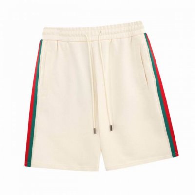 古驰 Gucci 夏季新款 侧边红绿条织带休闲短裤 定制纯棉面料 超级质感柔软透气 时尚男女同款休闲短裤 Color: 杏色 Size:Xs S M L
