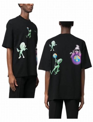 ss春夏最新款 品牌：Off-White 刺绣魔法师地球款短袖T恤！ 颜色：黑色 尺码：Xs-S-M-L 男女同款 刺绣工艺：采用日本进口百灵达绣花机，齿轮走线