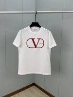valention.华伦天奴 春夏新品红色V Logo印花标识短袖T恤，采用定制80支双股丝光棉面料；黑色 白色 S～Xxxl 可定制4Xl、5Xl