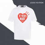 款号Sl85 Lv路易威登创意红色爱心字母Logo人头印花圆领短袖 胶印印花 情侣同款 全套包装 三标齐全 区别市场通货 随意对比 纯棉280克高克重32支双纱