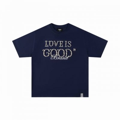 Goodbrand 简约珍珠标语圆领短袖 24春夏T恤 320克纯棉双纱男女同款 颜色：黑色 码数：S M L Xl