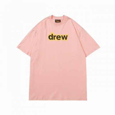 drew 笑脸短袖T 字母款 #802 定织定染32支230克双纱棉面料 进口胶浆印花，领口纯棉螺纹定制，不易变形，可区别市场版本，开模定制新款吊牌 水洗标 原