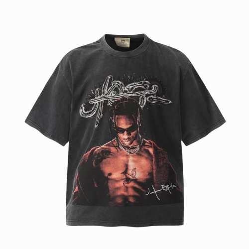 Vt948 Travis Scott斯科特Big Face人像演出限定搞怪印花复古水洗做旧短袖T恤 小领口设计 白墨数码直喷印花 高街复古重磅做旧水洗Vinta