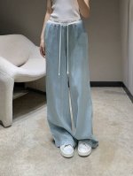 chane* 25Ss春夏新款 撞色抽绳天丝牛仔阔腿裤丨独家高版出品！多次洗水工艺 撞色尽显高级感 视觉盛宴 上身轻盈舒适 四季必入的百搭单品 女神神器！减龄少