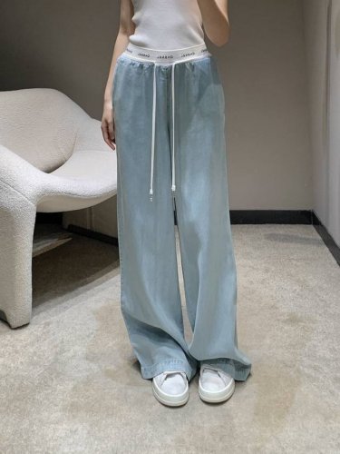 chane* 25Ss春夏新款 撞色抽绳天丝牛仔阔腿裤丨独家高版出品！多次洗水工艺 撞色尽显高级感 视觉盛宴 上身轻盈舒适 四季必入的百搭单品 女神神器！减龄少