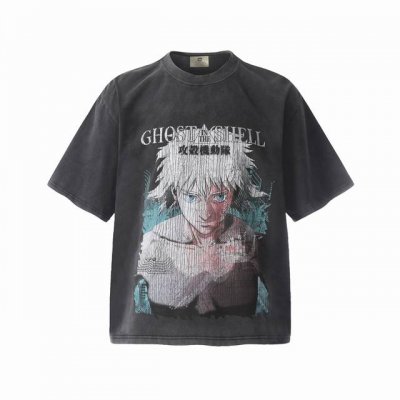 vt981 Saint Michael X联名Ghost In The Shell攻壳机动队数码直喷印花复古水洗做旧短袖T恤 小领口设计 白墨数码直喷印花 高街