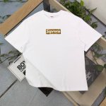 上新 款号：Bm2012 2025新款Supreme豹纹上海限定图案Logo字母印花休闲情侣宽松短袖T恤，经典永远不会过时、人手必备款，250G纯棉精梳棉不起球