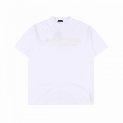 balenciaga 巴黎世家 25Ss 贴布字母反缝破洞短袖 独家 克定织定染布料 质感柔软舒适 磨破工艺 反穿设计 胸前字母双B贴布绣 os落肩宽松版型 春