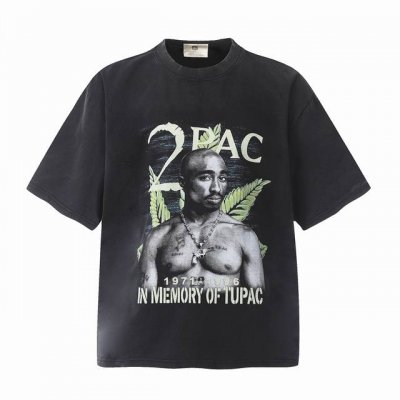 Vt990 图派克Tupac说唱歌手2pac绿植人像Big Face数码直喷印花复古水洗做旧短袖T恤 小领口设计 白墨数码直喷印花 高街复古重磅做旧水洗Vint