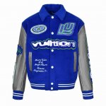 P500 独家供应 1V 宝蓝绣花皮袖棒球服外套 原版52,000购入开发，采用80%羊毛 950G克重毛呢面料，羊毛全部采用本年度新剪羊毛纺纱织胚，根据Y版打