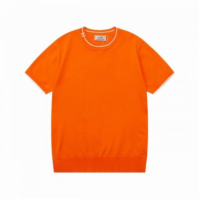Hermes 爱马仕 拼色领 针织衫圆领 升级 灵感源自八十年代复古 原版面料 官方同款 圆领针织衫T恤 定制 网纱毛衣针织面料 手感非常舒服 春夏最新砖柜同步