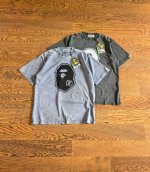 顶级版本 a Bathing Ape Ss25新款 Bape猿人头 水洗工装复古扎染做旧字母特染印花情侣复古短袖T恤 男女同款 成衣染色矿物洗做旧 复古味儿十足