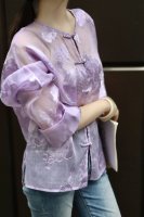 新款12姆米真丝欧根纱剪花防晒衣3色4码