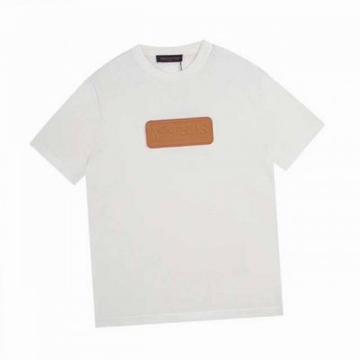 路易威登 Louis Vuitton 夏季新款 皮革贴饰针织圆领短袖 采用60支高品精疏棉纱，进口机Muratec14针织造，毛料防缩水洗水处理，定制皮标、宽松