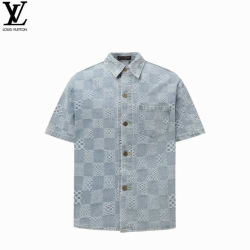 Louis Vuitton 路易威登 25Ss 棋盘格拼接水洗蓝牛仔短袖 Lv Distorted Damier 24年秋冬新款限量棋盘格牛仔，每年Lv牛仔外套