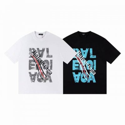 款号6710 重磅面料300克双纱Balenciaga巴黎世家流体字母经典款印花短袖 从面料到辅料全部跟足Zp 进口松井公司浆料印花绝不开裂 三标齐全 原版包装