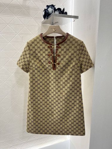 gucc*新品 提花马衔扣连衣裙