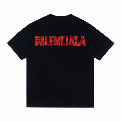款号D18 重磅面料280克Balenciaga巴黎世家新款背后红色字母经典款印花短袖 从面料到辅料全部跟足Zp 进口松井公司浆料印花绝不开裂 三标齐全 防潮纸