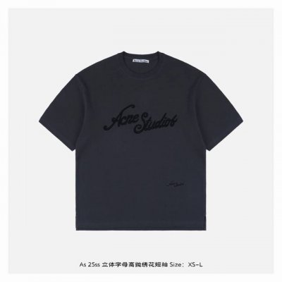 acne Studios 25Ss 立体字母高抛绣花短袖 面料采用长绒棉纱线，定织定染重磅珠地面料，珠地面料透气性良好，夏天不闷热，挺括有型，简约的冷淡风设计，