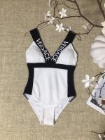 Versa*Ce 范思哲经典黑白撞色字母Logo无袖弹力紧身衣连体泳衣 Smlxl