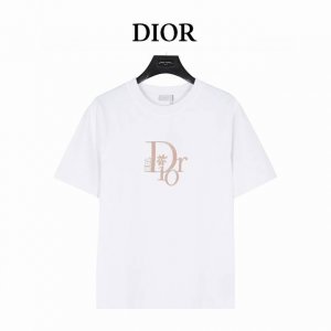 dior 迪奥 Dior By Erl联名刺绣短袖T恤 这款 T 恤来自 Dior By Erl 尊享联名系列 采用棉质270克纳维亚精棉平纹面料精心制作 胸前
