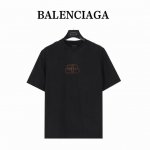 本地自取200（支持放店） balenciga/巴黎世家 25Ss 重磅炒雪花破洞锁扣印花短袖T恤 不规则字母前后锁扣数码直喷 极为重工 重磅280G精梳棉面料