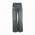 Acne Studios 25Ss M蓝泼墨涂鸦牛仔长裤 面料采用12.5盎司新疆长绒棉，纤维强韧且保留天然棉籽壳肌理，亲肤性与挺括感平衡，久穿不易软塌，微弹筋
