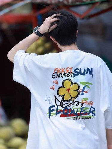 260G重磅纯棉 Adidas Origniasl 三叶草 Ad 阿迪达斯 夏日活力 明艳花朵 彩色涂鸦 短袖T恤 男女同款 半袖 情侣款 面料工艺： 1.26