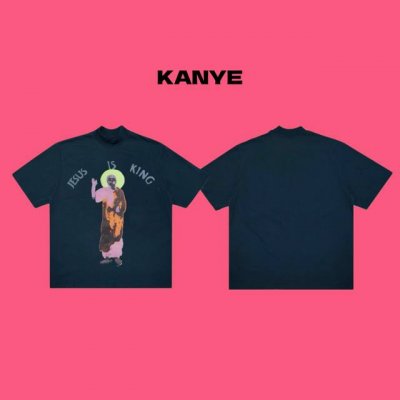 cpfm Kanye 侃爷 宗教系列耶稣为王发泡印花大版型情侣圆领休闲短袖-原单版本 color 藏青色 size S M L Xl number 259021