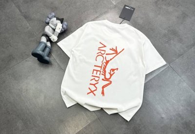 潮牌Arcteryx 始祖鸟两色夏季字母大Logo印花短袖！纯棉男女同款T恤上衣 前胸印花Logo字母，后幅印花始祖鸟Logo！胸前以及后背不开裂不脱胶！属于怎