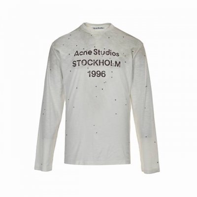 Acne Studios 1996印花烫钻脏脏长袖T恤 面料甄选32S双纱 克超柔竹节棉，软糯亲肤的同时透气性非常好并且不会透，进口精密螺纹领口，有弹不松懈，采