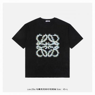 loewe 罗意威 25Ss 马赛克花标印花短袖 面料采用230克重精梳棉，定制32支1*1螺纹，成衣两遍水洗处理，面料舒适亲肤无异感，定制定染面料，纺织密度高
