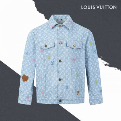 款号Sl33 Lv路易威登彩虹满印Logo贴标口袋水洗牛仔外套 男女同款 官网细节一致 全套包装 三标齐全 防潮纸 区别市场通货 随意对比 整体衣服设计感十足