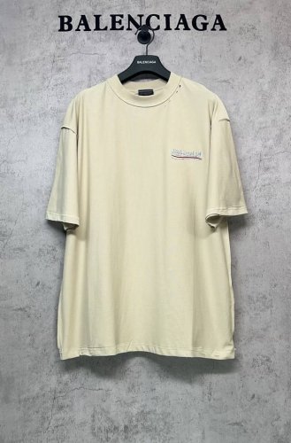 balenciaga巴黎世家顶级版本1:1官网品质 2025新款反转可乐经典海浪花刺绣做旧磨烂短袖T恤 手工磨烂双面可以都可以穿Logo反面刺绣款 采用巴黎定制