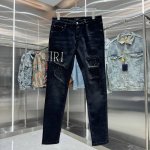 amiri 破洞字母刺绣街头潮流修身小脚弹力牛仔裤 颜色 黑色 码数 30 32 34 36 38
