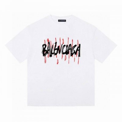 balenciaga巴黎世家彩绘涂鸦短袖半袖T恤 采用260G双纱100%精梳纯棉面料 螺纹定织定染无色差！采用过肩拉条工艺，百洗不变形！ -采用高端印花，百洗