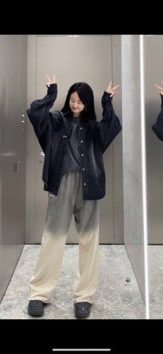 k15# 同步We11Done官网24Ss秋季新款个性创意水洗渐变休闲阔腿卫衣裤 高版本 高克重双纱精梳棉面料 颜色 杏色 黑色 码数 S M L