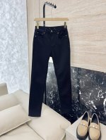 cx023#新款牛仔裤 Ysl 字母印花 弹力牛仔棉显瘦牛仔裤 黑色 蓝色 26-30码