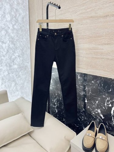 cx023#新款牛仔裤 Ysl 字母印花 弹力牛仔棉显瘦牛仔裤 黑色 蓝色 26-30码