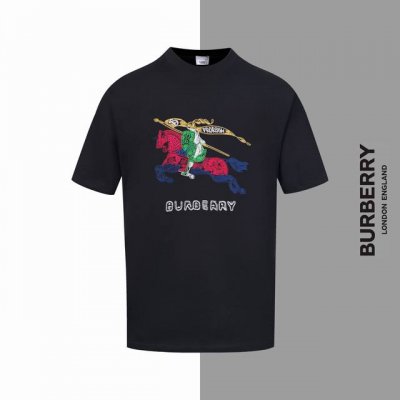 款号#Z23 巴宝莉彩色战马刺绣圆领短袖 burberry官网一致款式 面料 32支双纱280克纯棉面料 同缸同色织染螺纹 颜色一致 工艺 进口机器饱满万针字母