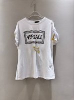 versace 范思哲 金属扣安全别针装饰字母Logo短袖T恤。Smlxl