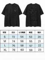 现货 p1002263 新款克罗高端尖货洗水重工叠布刺绣男女宽松圆领短袖T恤 克32支纯棉 颜色：洗水黑 码数：S M L Xl