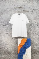 款号 Y115 calvin Kleinck 男女情侣休闲圆领短袖T恤 印花+刺绣一体的工艺 成本增加耗时耗力 莱卡面料质感非常细腻 手感柔软平滑 弹性最好 穿