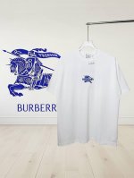 高版本] Burberry 巴宝莉 新款前后幅刺绣战马骑士字母刺绣蓝色标志。25Ss春夏男女同款纯棉宽松圆领短袖T恤 客供32支280G全棉面料 柔软细腻质感