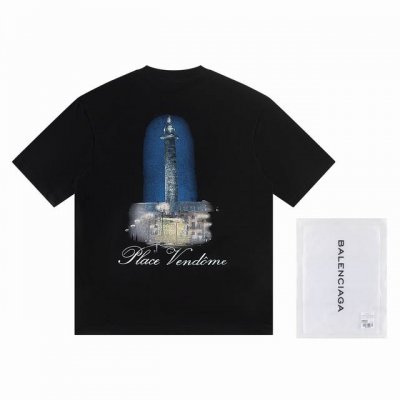 w2524# 巴黎世家Balenciaga2025新款前后数码印花短袖 材质:采用高版本300G双纱精梳棉 尺寸:S M L Xl 颜色:黑色 白色
