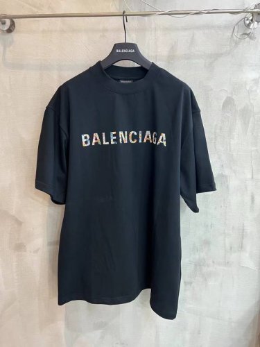 1238# balenciaga新款巴黎世家太阳花印花短袖T恤.300克双纱面料.350克双纱十字罗纹领.男女同款.宽松版本 颜色 黑色.白色 码数 1.2.3